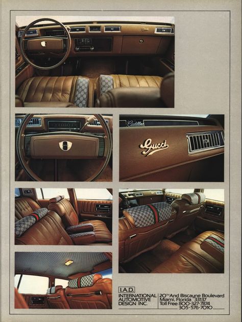 Classic Car Interior Design, Automotive Advertising, Dream Whip, Flashy Cars, Cadillac Seville, Car Interior Design, Gucci Style, Cadillac Fleetwood, Van Car