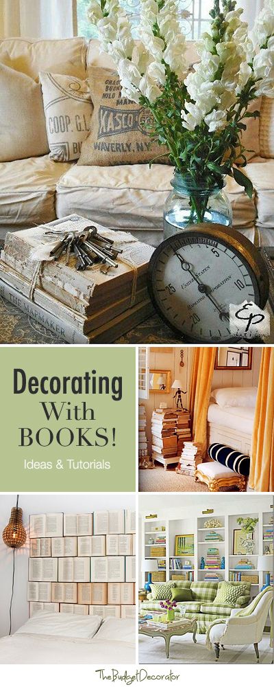 Decorating with Books • Ideas and Tutorials! Decorating With Books Ideas, Decor With Books, Decorating With Books, Mantel Styling, Diy Crafts Ideas, 70s Kitchen, Vibeke Design, Books Ideas, Deco Champetre