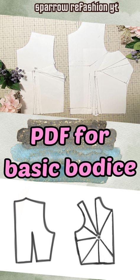 Unlock endless sewing possibilities with my free PDF pattern for a basic bodice! 🧵✨ Whether you're a beginner or a pro, this step-by-step tutorial makes it a breeze to create a foundation for stunning garments. Download now and start your creative journey! Free Bodice Pattern Sewing, Basic Bodice Pattern Pdf Free, Sewing Lessons For Beginners Step By Step, Diy Bodice, Sewing Bodice, Download Free Pdf Sewing Patterns, Sewing Lessons For Beginners, Free Sewing Patterns Printable, Bodice Pattern Free