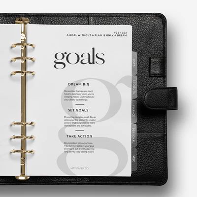 Planner Dashboards | Minimalistic Planner Inserts | MAY PAPER CO. | MAY PAPER CO. Minimal Stationery, Filofax Personal, Filofax A5, Goal Planner, Pocket Planner, Planner Dashboard, A5 Planner, Smart Goals, Set Goals