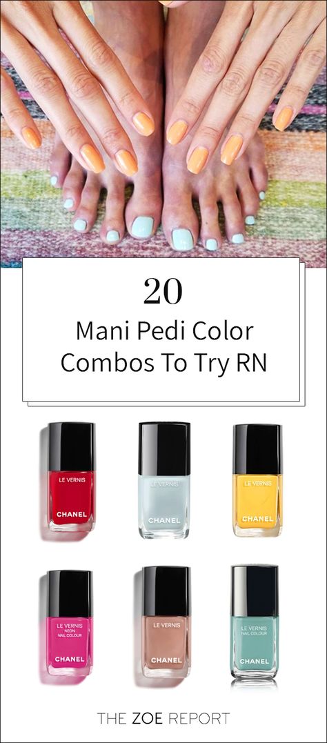 Mani Pedi Nail Color Combos, Manicure Pedicure Ideas Color Combos, Manicure Pedicure Colors Combinations, Mani Pedi Inspiration, Pedicure Manicure Combo Ideas, Mani And Pedi Color Combos, Finger And Toenail Color Combinations, Mani Pedi Pairings, Matching Summer Mani Pedi