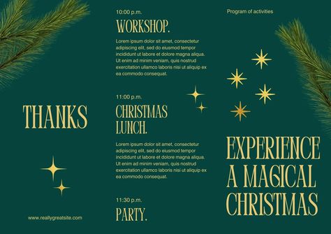 Green and Gold Christmas Experience Modern User Information Brochure - Templates by Canva Catalog Cover Design, Christmas Brochure, Green And Gold Christmas, Minimalistic Christmas, Christmas Experiences, Catalog Cover, Christmas Catalogs, Gold Christmas, Classic Christmas