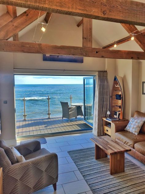 Sea view + open plan + luxury holiday cottage. Druridge bay, Northumberland, UK New England Beach Cottage, Cottages Uk, Small Beach Houses, Little House Plans, Uk Beaches, Lakeside Cottage, Cottage Aesthetic, Luxury Cottage, Simple House Plans