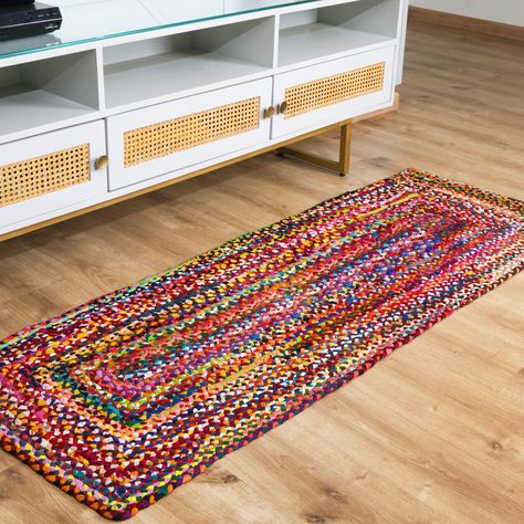 PRICES MAY VARY. Size : The rug is generously sized to fit a variety of spaces, with dimensions of 72 by 24 inches. This makes it a versatile option that can be used as a statement piece or a functional addition to a room or space. HANDMADE : The Chindi Rug is made by skilled artisans, making each rug unique and a work of art. The use of recycled cotton fabric in the rug's construction makes it eco-friendly, as it reduces textile waste and promotes sustainability. The rug is a testament to the b Textile Waste, Bohemian Area Rugs, Recycled Cotton, Rug Runner, Recycling, Cotton Fabric, Area Rugs, Textiles, Rug