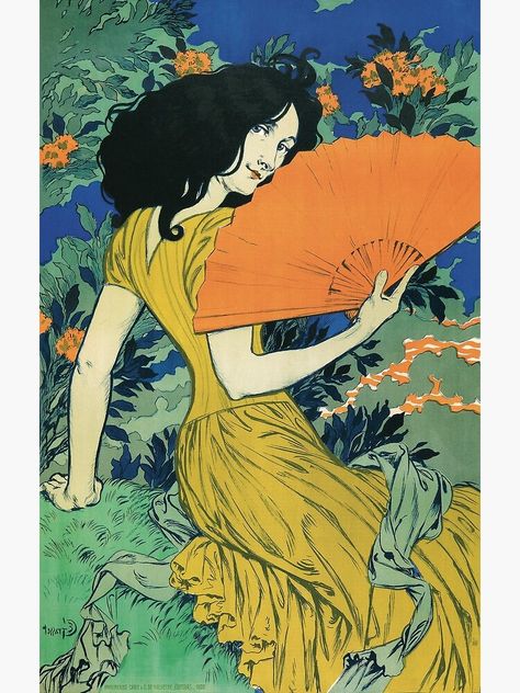 "The Fan - Eugene Grasset" Art Print by playmap | Redbubble Eugene Grasset, Design Art Nouveau, Musee Carnavalet, Academic Art, French Poster, Art Nouveau Design, Alphonse Mucha, Art Et Illustration, Art And Illustration