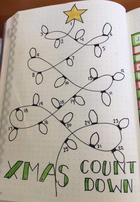 Christmas Countdown Christmas Bullet Journal, Bullet Journal Christmas, Countdown Christmas, December Bullet Journal, Bullet Journal Page, Bullet Journal Ideas Templates, Creating A Bullet Journal, Bullet Journal Mood Tracker Ideas, Bullet Journal Paper