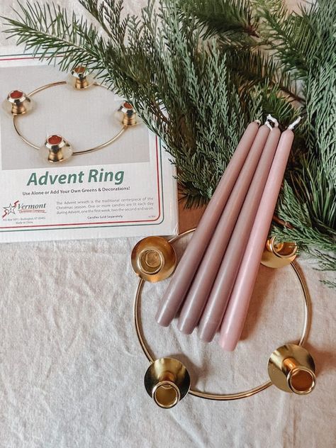 Easy Modern Catholic Advent Wreath DIY (Plus Printable Prayers) - hostessology Advent Candle Holders, Modern Advent Wreath Ideas, Catholic Advent Wreath, Advent Candle Wreath, Advent Wreath Prayers, Diy Advent Wreath, Catholic Advent, Ring Candles, Advent Wreath Diy