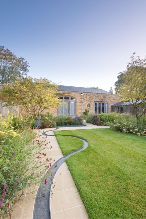 Water Rill Garden, Marcus Barnett Studio, Marcus Barnett Garden, Garden Water Rills, Garden Rill Ideas, Rill Water Feature, Garden Rill, Spa Courtyard, Water Rill