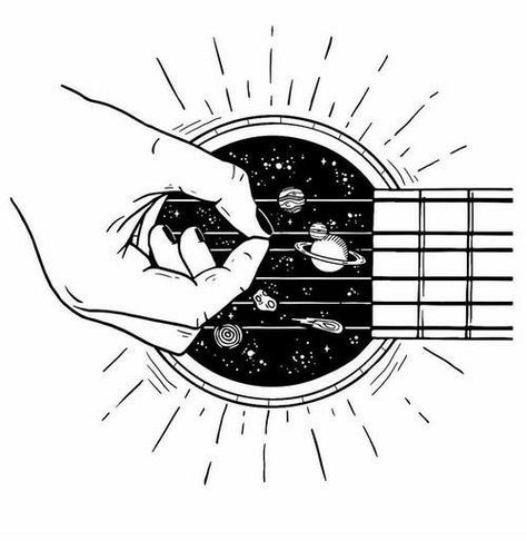 Planets, Guitar, Black And White, Stars, Quotes, Music, White, Black