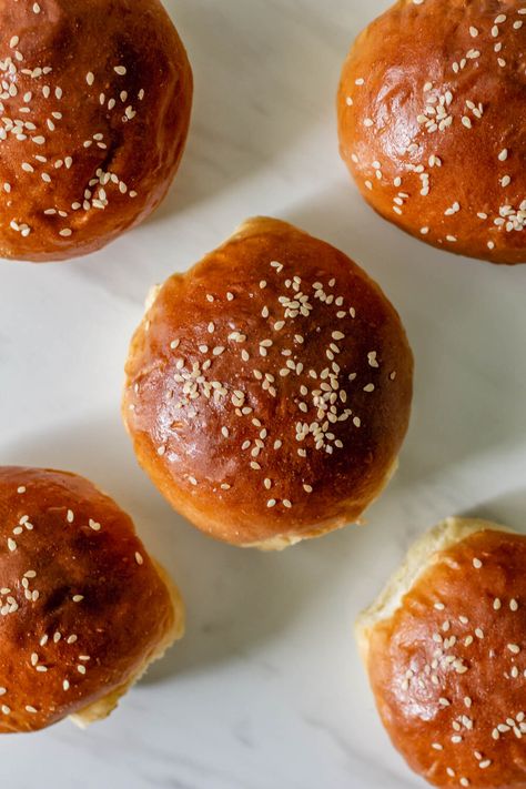 Olive Oil and Roasted Garlic Hamburger Buns — Gathered at my table Blue Tank Tops, Love Fireworks, Seasonal Baking, Garlic Head, Hamburger Buns, Cooking Ingredients, Egg Wash, Dough Balls, Whole Wheat Flour