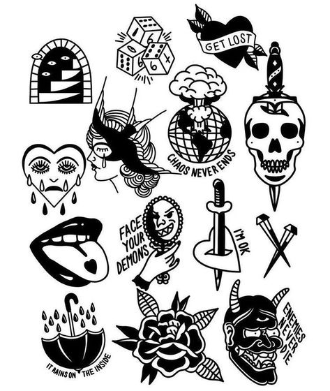 Acab Tattoo, New School Tattoos, Traditional Black Tattoo, Hp Tattoo, Art Flash, Tato Henna, Tattoo Old School, Traditional Tattoo Sleeve, Muster Tattoos