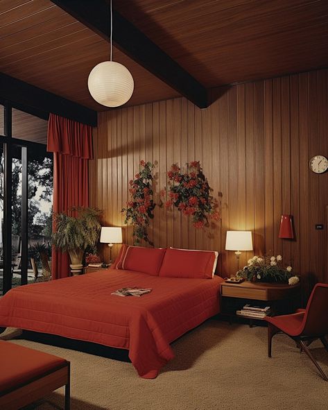 All-American family home in the suburbs / 1972 🧡 • • • • (AI images — MJ 5.2) #70sinterior #1970sinterior #70saesthetic #1970s #70svibes #70snostalgia #70sdecor #70s #vintage #interiordesign #homedecor #luxuryhomes 70s Homes, 70s Basement, 70s Bedroom Aesthetic, 1970 House, Bedroom 70s, 1970s Bedroom, Futurism Architecture, 70s Style Home, 1980s Hollywood