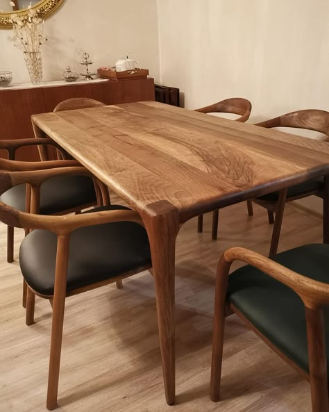 Wooden Dinner Table, Table With Bench Seat, Dining Table Small Space, Wood Dinner Table, Midcentury Dining Table, Retro Dining Table, Dining Table Solid Wood, Handmade Dining Table, Mid Century Dining Room