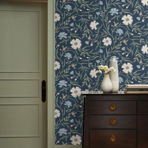 Aster from Rifle Paper Co comes in so many fun sunny colors. It's also a little more flowy and dare we say modern for the brand?! #walldecor #riflepaperco #riflepapercowallpaper #metallicwallpaper #wallpapers #floralwallpaper Pale Terracotta, Farrow & Ball Wallpaper, Thibaut Wallpaper, York Wallpaper, Farrow And Ball Paint, Porcelain Wall Tile, Navy Wallpaper, Luxury Vinyl Plank Flooring, Custom Window Treatments