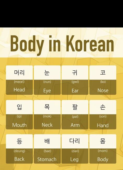 Common Words In Korean, Body In Korean, Korean Learning Notes, How To Learn Korean, Korean Alphabet Letters, Korean Practice, Learn To Speak Korean, Korean Grammar, Learning Korean Grammar