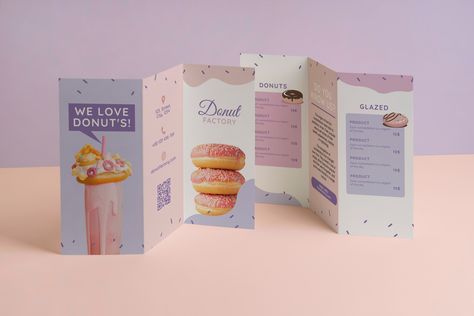 Cute Brochure, Layout Book, Menu Card Design, Adobe Photoshop Design, Bakery Branding, Free Brochure Template, Editing Tool, Cute Donuts, Bi Fold Brochure