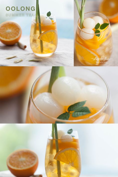 Lemongrass Drink, Longan Fruit, Iced Tea Recipe, Summer Coolers, Iced Tea Recipes, Summer Tea, Lemongrass Oil, Peach Slices, Steeped Tea