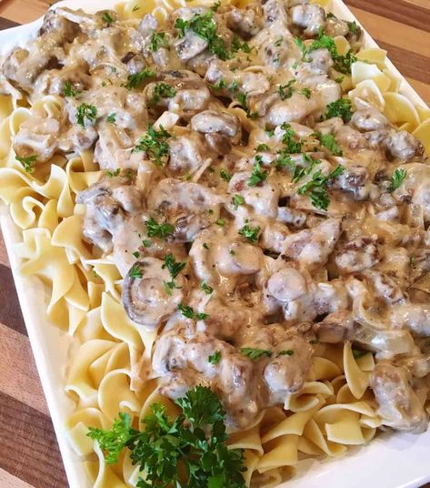 Easy Homemade Beef Stroganoff | Norine's Nest Homemade Stroganoff, Easy Stroganoff, Chicken Florentine Casserole, Homemade Beef Stroganoff, Cream Soups, Beef Stroganoff Recipe, Ground Beef Stroganoff, Ground Beef Pasta, Cube Steak