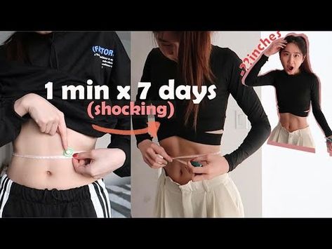 (10) smaller waist in a week?! i did a 1MINUTE workout for 7 days (shocking) - YouTube Smaller Legs Workout In A Week, Smaller Waste Workout, Slimmer Waist Workout 7 Days, Slimmer Legs Workout 7 Days, Slimmer Thighs In 7 Days, Exercise Belly, Stomach Vacuum, 7 Day Workout, Small Waist Workout