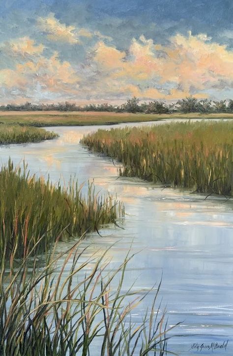 Marsh Pictures, Pastel Painting Ideas, Watercolor Landscape Tutorial, Landscape Tutorial, House Paintings, Art Painting Ideas, Classic Cottage, Cottage Interior, Paint Inspiration