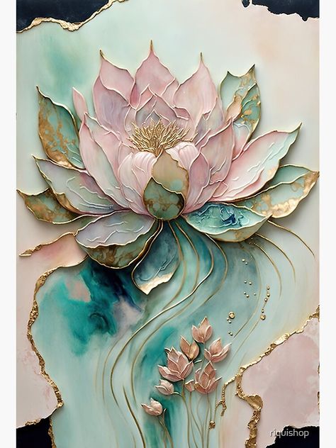 Lotus Flower Wall Painting, Texture Flower Art, Lotus Painting On Wall, 3 D Painting Ideas, Texture Art For Kids, Textured Painting Ideas, Home Art Ideas, Lotus Decor, Lotus Flower Wall Art