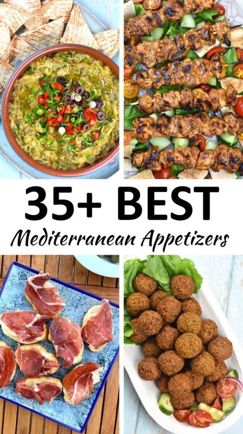 Mediterranean appetizers pin. Mediterranean Potluck Ideas, Medeteranian Party Food, Mediterranean Starters Appetizer Recipes, Mediterranean Camping Food, Mediterranean Tapas, Mediterranean Diet Appetizer Recipes, Easy Mediterranean Appetizers, Medeteranian Appetizers, Mediterranean Finger Food