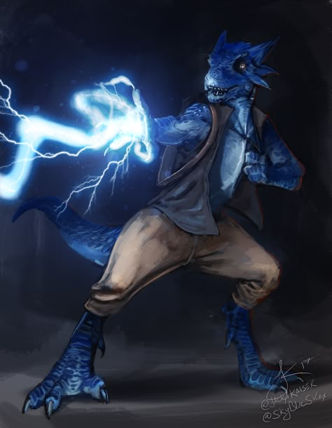 Kobold sorcerer (1750×2251) Dnd Lightning Mage, Lightning Dragonborn, Kobalt Dnd Art, Kobold Sorcerer, Kobold D&d, Dnd Dragonborn, One D, Arte Robot, Fantasy Races