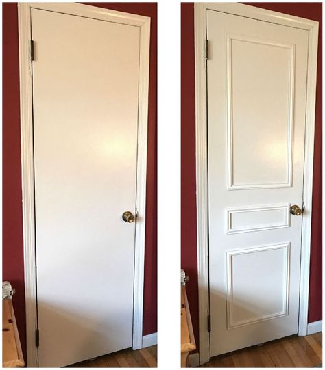 This Brilliant Slab Door Makeover Is EXACTLY What You Needed Today Painting Wood Paneling, Doors Interior Modern, Door Makeover, Bedroom Doors, Old Doors, Remodel Bedroom, House Bathroom, Cheap Home Decor, Panel Doors