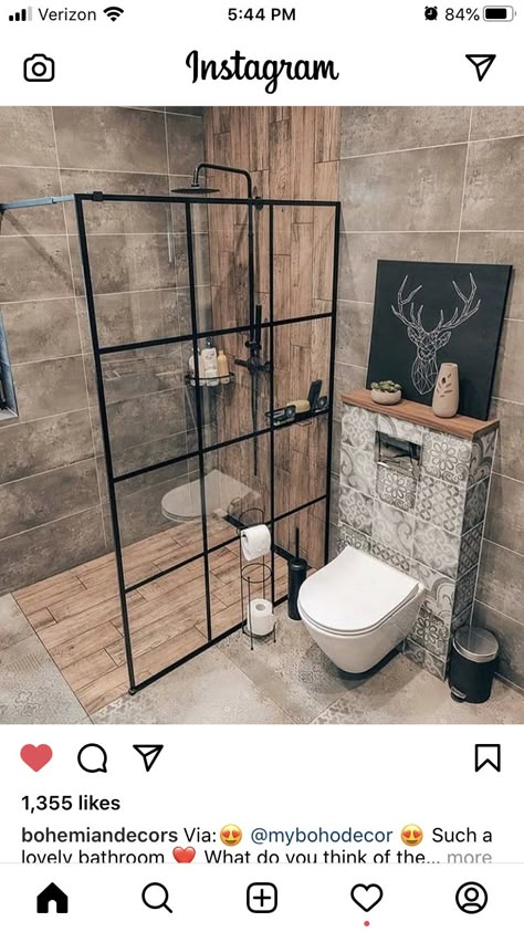 Cozy Bathroom, Farmhouse Shower, Industrial Bathroom, Boho Interiors, Gorgeous Bathroom, Bathroom Design Decor, Bathroom Inspiration Decor, Bathroom Design Luxury, Farmhouse Bathroom Decor