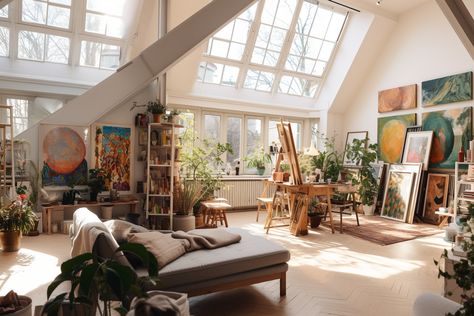 Artist Loft Apartment, Dream Art Room, Creative Studio Space, Home Design Studio, Artistic Room, Medical Office Design, Art Studio Organization, Art Studio Room, Artist Loft