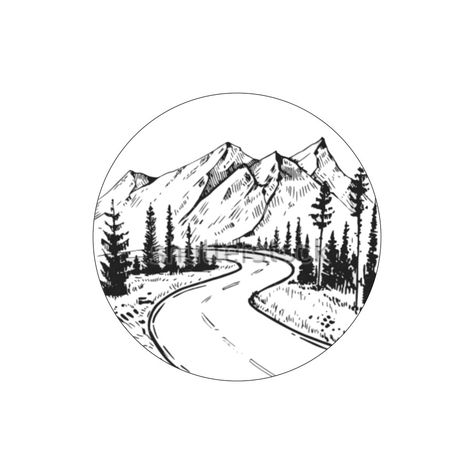 Road And Mountain Tattoo, Scenic Route Tattoo, Roadtrip Tattoo Ideas, Adventure Awaits Tattoo, Country Roads Tattoo, Open Road Tattoo, Road Tattoo Design, Road Trip Tattoo Ideas, Road Trip Tattoo