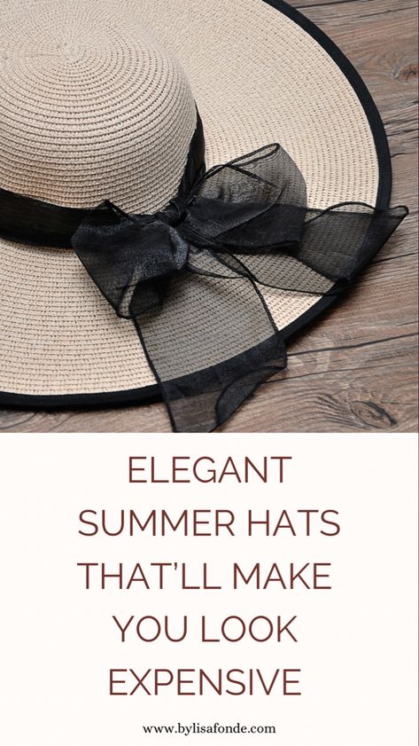 Best sun hats that'll make you look rich and elegant in summer. Best summer hats for short hair. Best summer hats for women. Best summer hats 2023. Summer Hats 2023, Wealthy Fashion, Hats 2023, Hats For Short Hair, Look Rich, Timeless Outfits, Look Expensive, Summer Hats For Women, Goddess Hairstyles