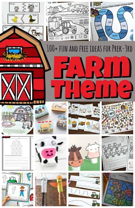 Learn all about farms with this delightful week-long, educational farm theme. Pick your favorite farm activities including farm math, farm literacy printables, farm science projects, farm social studies ideas, and farm crafts to have a marvelous week learning with your kids! This life on the farm theme filled with barnyard animals is perfect for preschool, pre-k, kindergarten, first grade, 2nd grade, and 3rd grade students. Farm Week Crafts, Farm Science, Farm Unit Study, Farm Kindergarten, Farm Math, Farm Classroom Theme, Farm Lessons, Zoo Animal Crafts, Farm Theme Preschool