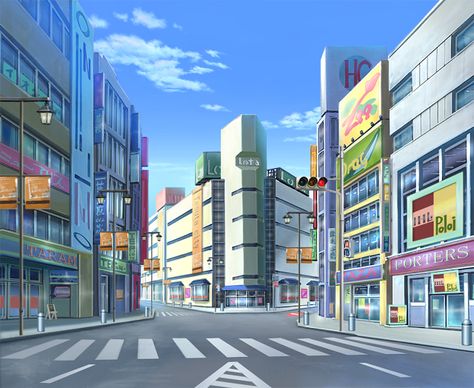 Anime Landscape: City Anime Landscape Street Background, Casa Anime, Episode Interactive Backgrounds, Anime Places, Episode Backgrounds, Anime City, City Cartoon, Scenery Background, City Background