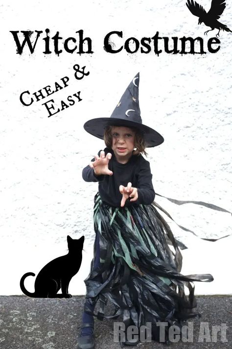 How to Make a Witch Costume - Red Ted Art - Kids Crafts Witch Costume Diy Kids, Halloween Dress Up Ideas, A Witch Costume, Kids Witch Costume, Halloween Block Party, Witch Costume Diy, Hocus Pocus Costume, Diy Halloween Witch, Red Ted Art