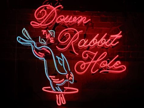 Lauren Griffin/Typogrif's Design brought to life by me & Juan Ortega for Barbarossa Lounge in San Francisco. Neon Moon, Vintage Neon Signs, Down The Rabbit Hole, The Rabbit Hole, Neon Aesthetic, Neon Design, Neon Glow, Light Sign, Neon Light Signs