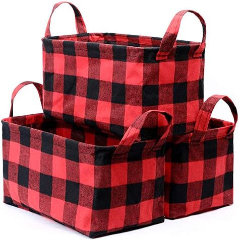 Amazon.com: 3 Pack Storage Basket Set Buffalo Plaid Shelf Basket Decorative Organizing Baskets for Toys, Clothes, Nursery, Closet, Home, Office, Red Black Grid : Home & Kitchen Baskets For Toys, Organizing Baskets, Shelf Basket, Nursery Closet, Toy Basket, Organization Decor, Basket Set, Basket Shelves, Fabric Baskets