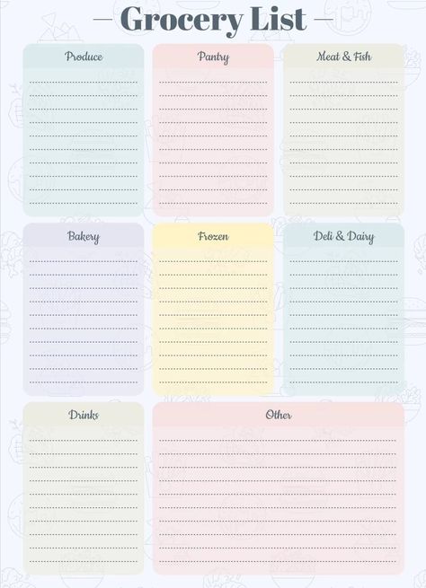 Grocery Template, Birthday Shopping List, Basic Grocery List, Grocery List Organization, Printable Grocery List Template, Master Grocery List, Free Grocery List, Weekly Meal Planner Template, Grocery List Template