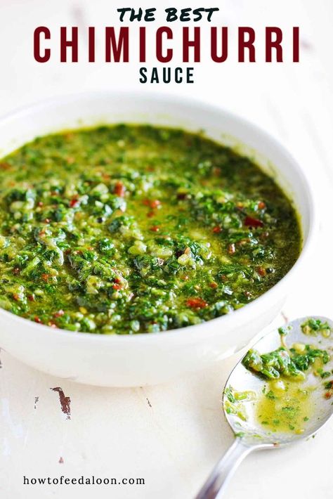 Basil Chimichurri Sauce, Best Chimichurri Sauce, Basil Chimichurri, Chimichurri Sauce Recipe, Chimichurri Recipe, Chimichurri Sauce, Green Sauce, Steak Sauce, Grilled Steak