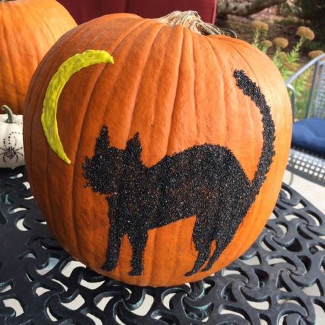 Painted Pumpkins Black Cat, Black Cat Pumpkin Painting Ideas, Pumpkin Painting Black Cat, Black Cat Painted Pumpkin, Pumpkin Painting Ideas Cat, Black Cat Pumpkin Painting, Cat Painted Pumpkin, Cat Pumpkin Painting, Cat Face Pumpkin