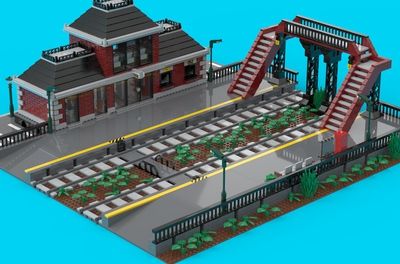 Lego Train Station, Lego Station, Lego Train Tracks, Lego City Train, Lego Crafts, Minecraft Village, Lego Town, Lego Train, Construction Lego