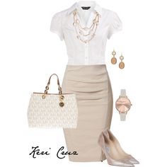 Grandmillennial Fashion, Beige Skirt, A Skirt, Looks Chic, Work Wardrobe, Professional Outfits, Business Casual Outfits, Work Attire, Office Fashion