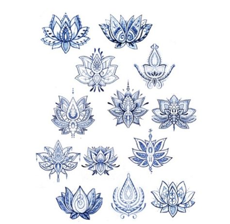 Blue Lotus Drawing, Blue Lotus Flower Tattoo, Blue Lotus Tattoo, Blue Flower Tattoos, Lotus Drawing, Lotus Flower Tattoo Design, Mandala Tattoo Sleeve, Lotus Flower Mandala, Lotus Tattoo Design