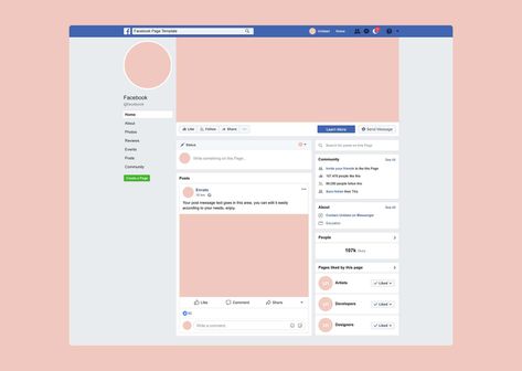 Facebook Page Mockup (2020) Facebook Page Mockup, Facebook Profile Template, Facebook Page Template, Facebook Mockup, Freelance Business Card, Facebook Cover Photo Template, Facebook Template, Facebook Templates, Facebook Post Template