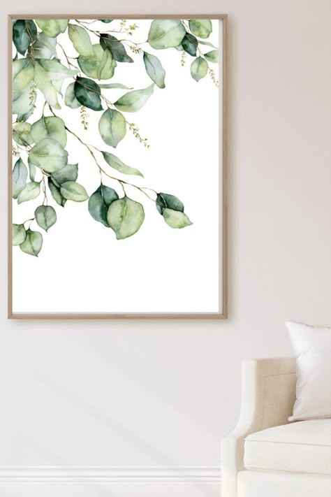 Greenery Wall Art, Greenery Wall, Creative Wall Art, Watercolor Greenery, Watercolor Paintings For Beginners, Wall Art Ideas, Watercolour Inspiration, Watercolor Flower Art, Plant Painting