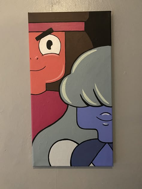 Rappers Painting Ideas, Steven Universe Painting Canvas, Cartoon Network Paintings, Steven Universe Painting, Aesthetic Cartoon Painting Easy, 90s Cartoon Canvas Painting, Cartoon Canvas Art, Red Outfit Ideas, Cartoon Paintings