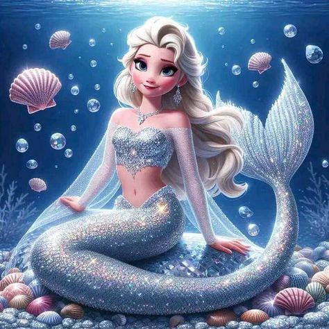 Elsa Mermaid, ليلو وستيتش, Disney Frozen Party, Disney Frozen Elsa Art, Handmade Crafts Gifts, Disney Princess Artwork, Disney Princess Elsa, Disney Princess Fan Art, Images Disney