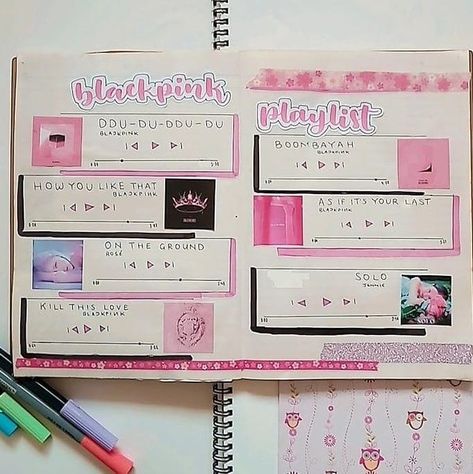 Blackpink Book Ideas, How To Make Blackpink Bookmark, Black Pink Diary Ideas, Blackpink Journal Aesthetic, Blackpink Playlist Cover, Blackpink Journal Ideas Aesthetic, Blackpink Doodle Art Journals, Blackpink Scrapbook Ideas, Blackpink Journal Ideas Without Pictures