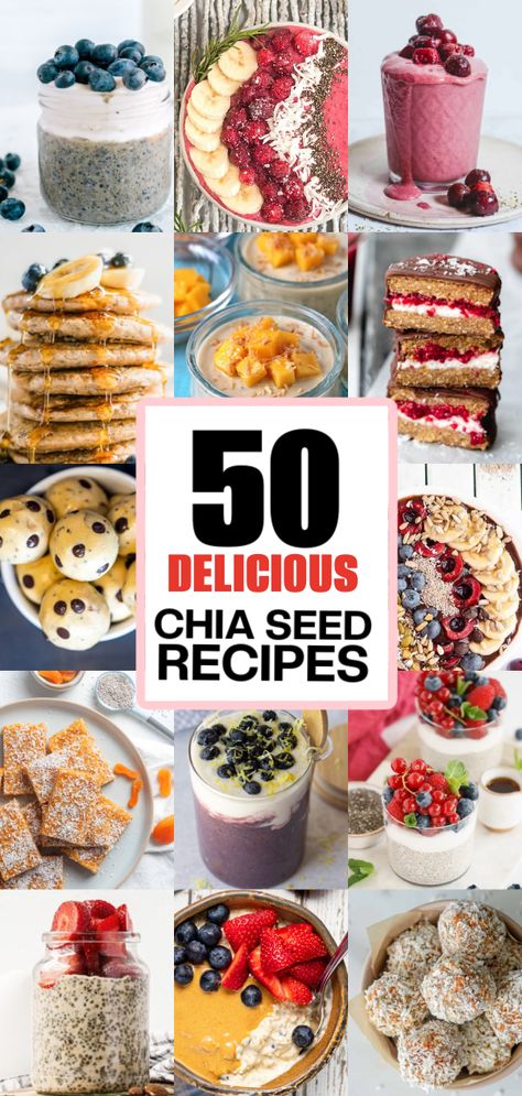 50 Delicious Vegan Recipes Using Chia Seeds! Eating vegan doesn’t have to mean sacrificing flavor. Chia seeds are a great option for vegan recipes because they are packed with protein, fiber, calcium, zinc, and omega-3 fatty acids. Recipes That Use Chia Seeds, Chia Seed And Yogurt Recipes, Recipes Using Chia Seeds, Chia Seed Desserts, Chia Seed Recipe, How To Use Chia Seeds, How To Eat Chia Seeds, Chia Seed Recipes Healthy, Recipes With Chia Seeds