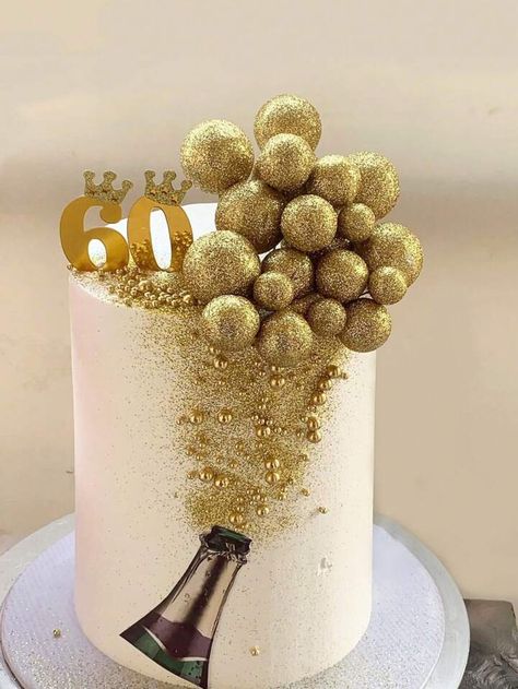 20pcs Gold Glitter Wish Ball Birthday Cake Toppers | SHEIN USA Gold Decorated Cake, Ball Birthday Cake, 60th Cake, Farewell Cake, 60th Birthday Cake, Matric Farewell, 30 Cake, 60th Birthday Cakes, 50th Bday